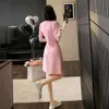 Vestido casual rosa para mulheres no verão 2023, novo estilo francês de alta qualidade emagrecedor, saia longa elegante e socialite