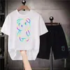 2 피스 남성 의상 남성 세트 면화 Tshirts 반바지 스포츠 정장 조깅 트랙 슈트 캐주얼 스트리트웨어 짧은 세트 240311