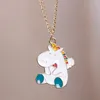 Colares Pingente Yungqi Chic Cartoon Animal Dinossauro Colar para Mulheres Crianças Esmalte Charme Gargantilha Boho Moda Jóias Presente