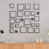 Adesivi 24 pezzi Adesivi murali specchio combinato quadrato Soggiorno Decorazioni per la casa Divano TV sfondo Adesivi murali autoadesivi in acrilico 3D