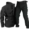 Military Shark Skin Soft Shell Set Men Winter Multi-Pocket Wear-resistenta Fleece Warm Jackets+Army Waterproof Pants 2 PCS Suits I5EC#