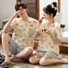 giraffe Carto Cute Sleepwear For Couples Summer Shorts Pajamas Set Men and Women Home Clothes pijama masculino pyjama 01nG#