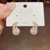 Stud Earrings Vintage Crystal Zircon Pearl For Women Exquisite Elegant Arc Temperament Wedding Jewelry Premium Gift