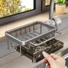 Hooks Hanging Drain Rack Kitchen Sink Organizer With Strong Load-bearing Hook For Faucet Sponge Holder Not Easily