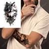 2024 100 Pz / lotto Commercio All'ingrosso Impermeabile Autoadesivo Del Tatuaggio Temporaneo Leone Tigre Volpe Farfalla Uomo Fiore Colorato Braccio Donne Tatoo 240311