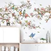 Autocollants Fleur Blanche Stickers Muraux Fleurs Autocollant Mural Oiseaux Stickers Muraux Décor À La Maison Salon Papier Peint Chambre Enfant Papier Peint