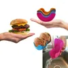 Crochets sans contact Burger Food Clip fixe Shell Sandwich Hamburger Support de support en silicone pour la cuisine lavable à la maison Partie pratique