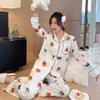 new pajamas couple carto bear cute pajama pants suit student fi loose home clothes nightcloth sleepwear for women men L3Dn#