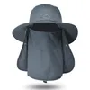 Verão de secagem rápida proteção uv pescador boné rosto pescoço capa ao ar livre pesca ciclismo removível viseira chapéu feminino balde chapéu 240320