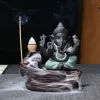 Brännare elefant gud ganesha back flow censer lila lera buddhist hem dekor rökelse brännare lera te husdjur budda dekorativo grossist