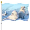 Accessoires Drapeau de chien Samoyède Neige en hiver Drapeaux en polyester pour maison, cour intérieure, décor extérieur, œillets en laiton, drapeau décoratif mignon pour animal de compagnie