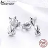 Charm Bamoer Sıcak Satış Otantik 925 STERLING Gümüş Moda Fox Hayvan Sapı Küpe Kadınlar Sterlling Gümüş Takı SCE526C24326