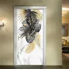 Pegatinas 3D para puerta, papel tapiz, hojas tropicales, póster de mármol, sala de estar, cocina, pegatinas impermeables de PVC, Mural autoadhesivo para puerta