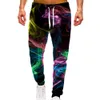 Rainbow Smoke Loose Camo Track Gym Sweat Pants Men Hip Hop 3D Print Sport Jogger Casual Trousers DrawString Sweatpants Clothing W3el#