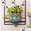 Planters POTS HESIN Flower Pot Handmade Staty Plat-Backed Wall Planter Crafts Decor for Home Gardening Ornament Ki YQ231018 Drop D DH2QO