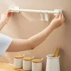 Rails Home White Nonperforated Kitchen Hook Rack Hanging Rod Wallmounted Wall Spatula Shelf Spoon Spatula Storage Hanging Rack