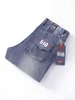 Calças masculinas retas N-stretch Cott Casual Fi Denim rasgadas desgastadas Bleach W Jeans com bloco de cores K7gA #