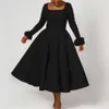 D451 Party Winter Elegant Fur Decoration Large Skirt Dress 869511