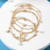 Tornozeleiras Bohemian Golden Snake Tornozelo Pulseira Conjunto para Mulheres com Borboleta Chave Bloqueio Charme Multi Estilo Tornozelo Pernas Boêmio JóiasC24326