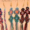 Charm Bohemian Tassel Woven rostfritt stålörhängen Fashionabla handgjorda bomullstråd Långa örhängen lämpliga för kvinnors strandresor smyckenc24326