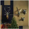 Autres décorations pour la maison Pipe à fumer en aluminium bronzé Staute Animal avec des lunettes suspendues au mur démon lapin ours Louie Mouse Frankie Stag Deco Dhpga