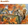 Número Pintura Ruopoty por Números para Adultos 60x75cm Squirrel emoldurado com Birds Paisagem Oil Picture Home Sala de estar Decoração de parede