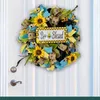 Decorative Flowers Spring Bees Wreath 45cm Artificial Flower For Wall Window Farmhouses Party 95