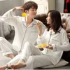 solid Color Sleepwear Silk Satin Pajamas Couple Set Lg Butt-Down Pyjamas Suit Pijama Women Men Loungewear Plus Size Pj Set 77hk#