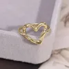 Cluster Ringe Vintage Unregelmäßige Hohle Herz Für Frauen Männer Gold Farbe Edelstahl Ring 2024 Trend Engagement Party Schmuck Geschenk