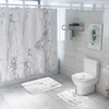 Bath Mats 3D Creative Marble Printing Waterproof Bathroom Shower Curtain With Hooks Anti Slip Mat Set Carpet Toilet Seat