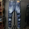 jeansy dżinsowe dla mężczyzn zrujnowane do dziury FI High Street Brand Pants New Hip Hop Wysoka jakość Plus I23G#