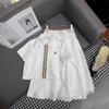 Two Piece Dress designer brand Spring/Summer New Pra Age Reducing Sweet Girl Style Contrast Color Flip Collar Short Coat Paired with Half Skirt Set Z78T