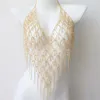 Sahne Giyim Dans Aksesuarları Kadın Glitter Rhinestones Vücut Zinciri Takım Gümüş Çiçek Takı Zinciri İç çamaşırı Bikini Sütyen