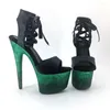 Dans Ayakkabıları Leecabe 17cm/7inch Renkli Parıltılı Topuklu Sandaletler Ayakkabı Yüksek Topuk Platform Kutbu