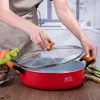 1pc grande cuisson (environ 5 litres), couvercle de marmite à soupe antiadhésive, cuisinière à induction avec manche en bois, adapté à toutes les cuisinières