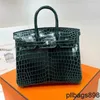 Bikns Designer Crocodile Leather Handbag Handmade 7A Cowhide French Nile 25CM Fully Handmade LuxuryB0CO