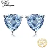 Charm Jewelry Palace Triangle 1.8ct Authentic Blue Topaz 925 Sterling Silver Stud Earrings Womens Precious Jewelry Wedding GiftsC24326