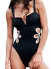 Costumi da bagno da donna YILEEGOO Costume da bagno da donna con controllo addominale carino e sexy con scollo a V a vita alta (E-Nero S) 240326