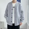 2023 Korean Sweatshirts Men Fi Solid Color Style Hoodies Autumn Brand Casual Loose Coat Street Thick Warm Male Cardigans R9HZ#