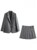 Vestido de duas peças primavera 2 piec ternos para mulheres lapela mangas compridas blazer casaco dobras streetwear mini saia feminina