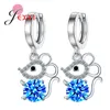 Boucles d'oreilles pendantes en argent Sterling 925 pour femme, bijoux à la mode, goutte d'eau, Zircon cubique, cristal, souris, cadeau d'anniversaire