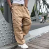 модные свободные мешковатые брюки-карго мужские повседневные хип-хоп-шаровары Cott прямые брюки широкие брюки больших размеров уличная одежда 026e #