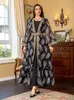 Árabe dubai abaya verão elegante malha bordado muçulmano robe mangas compridas cardigan duas peças conjunto ramadan vestido roupas étnicas