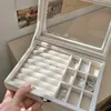 Mode Tragbare Samt Schmuck Ring Schmuck Display Organizer Box Tray Halter Ohrring Schmuck Lagerung Organizer Fall Vitrine 240315