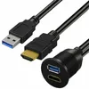 Nowe kable motocyklowe z łodzi samochodowej 2024 Kable montażowe kompatybilne z USB 30 i HDMI idealne do Integracja panelu deski rozdzielczej 2. dla Dash