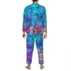 ne peinture vêtements de nuit automne abstrait éclaboussures décontracté surdimensionné pyjama ensemble hommes lg manches confortable chambre imprimé costume à la maison d5wM #