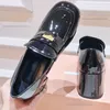 Patent Deri Topuklu Loafers Penny Yuvası Logo Para Kayma Ayakkabı Blok Topuk Siyah Fildişi Buzağı Kadın Moda Lüks Tasarımcıları Fabrika Ayakkabı Kutusu