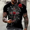 Men's T-Shirts Cross T Shirts Men Religion Jesus 3D Printed Casual Vintage Short Slve T Shirt Summer Man Strtwear Oversized Black Tops T240325