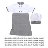 1 Set Unisex Kids Chef Cosplay Uniform Outfit Short Sleeve Blouse with Apron Hat 240321