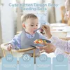 5st Baby Feeding Set Silicone Feeding Set Shallow Tray Baby Silicone Table Seary With Sug Baby Sippy Cup Soft Spoon Fork Bib 240322